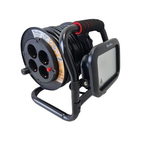 Enrouleur de câble électrique Ergonomique 15m Avec Projecteur et 4 Prises - A522676 (1/4)