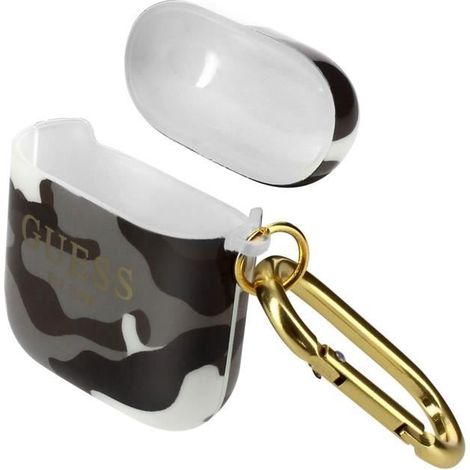 Étui AirPods Silicone Semi-rigide Design Camouflage Guess - Gris (1/5)
