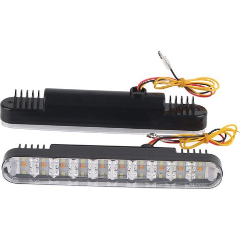 Feux de jour à LED pour voiture avec clignotants jaunes, vendus par paires. (1/5)