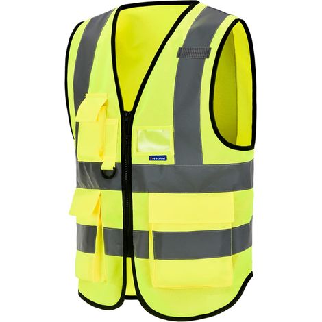 Plusieurs Couleurs 7 Poches de Classe 2" Gilet de sécurité visibilité Devant avec des Bandes réfléchissantes, Gilet Jaune - Unisexe (1/5)