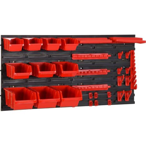 Set estantes taller 35 pzas polipropileno rojo y negro 77x39 cm vidaXL (1/5)