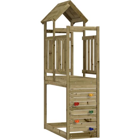 Spielturm Braun 53 x 110,5 x 214 cm Massives imprägniertes Holz