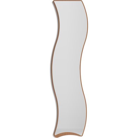 Miroir asymétrique Pleine Longueur 170x45, collection Looker, en MDF plaqué en bois d'hêtre et laqué. Noyer clair (1/3)