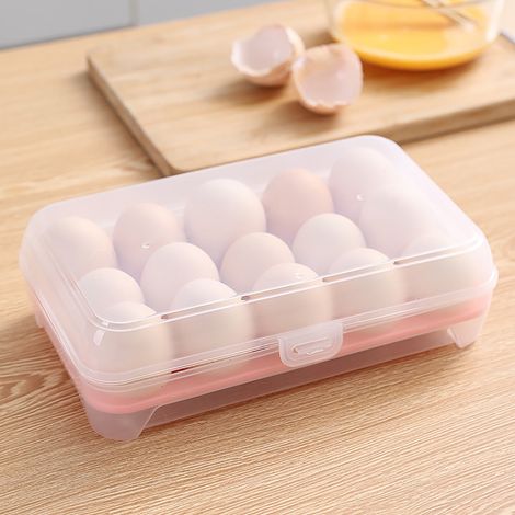 Support À Oeufs - Réservoir Transparent En PP Alimentaire - Pour Réfrigérateur Cuisine Armoire - Capacité 15 Oeufs - Rose (1/5)