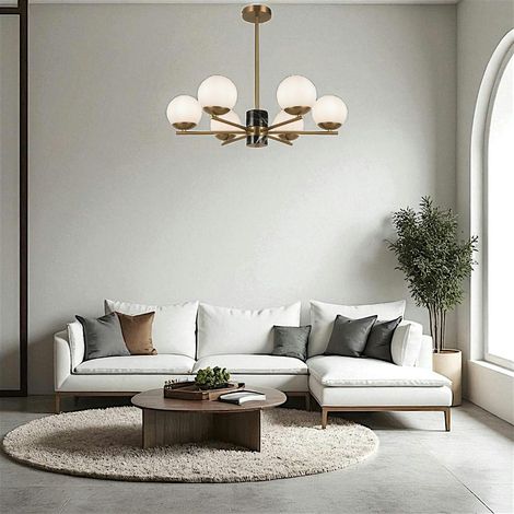 Suspension moderne – 6 globes & marbre noir DELTONA (1/4)