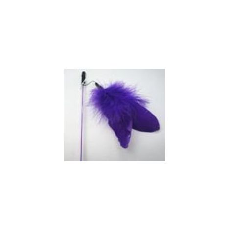 Yarro  Giocattolo per gatti  Canna da pesca per gatti con piume viola 56/68/20cm - Canna da pesca per gatti con piume viola 56/68/20cm