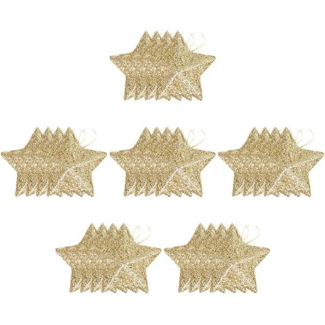 24-teiliges silbernes Weihnachtsbaum-Stern-Ornament-Set, festliche Hängedekorationen für Haus, Garten und Weihnachtsfeiern, 7 cm