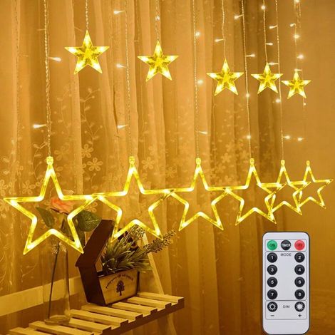 Weihnachtsstern-Lichterkette, 126 LEDs, batteriebetrieben, wasserdicht, mit 8 Modi und Fernbedienung, Ramadan-Dekoration für drinnen und draußen, Schlafzimmer, Fenster, Hochzeit, Weihnachten (1/5)