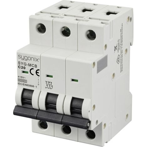 Sygonix SY-6441086 SYG-MCB 3P/C20/6KA Leitungsschutzschalter    3polig 20 A  415 V/AC