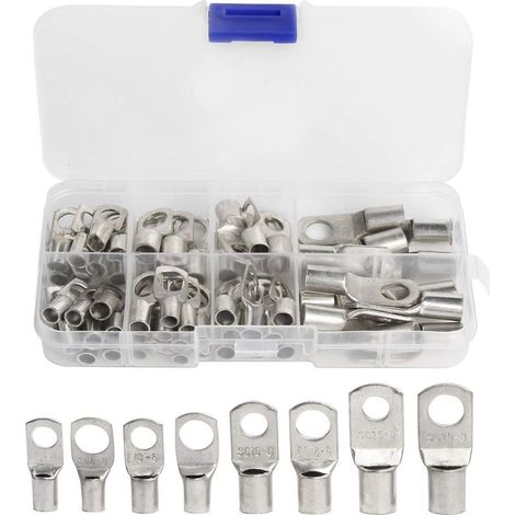 Cosse électrique 60 PCS Cosses Électrique Trou Boulon en Cuivre Étamé Anneau à Sertir Bornes pour câble de 6m㎡ 8m㎡ 10m㎡ 16m㎡ 25m㎡- (1/5)