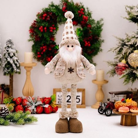 Décoration De Noël Père Noël - Figurine En Peluche Extensible - Pour Sol Table Cheminée Bureau - 1 Pièce (1/5)