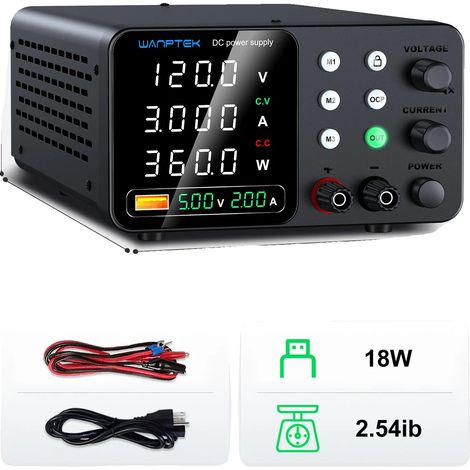Alimentation de laboratoire, sortie réglable, caractéristiques de sécurité, 120V 3A TPS-C1203 (1/2)