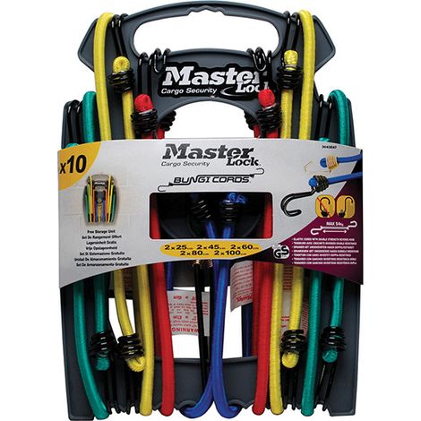Master Lock 10 Pack Bungee Cords Rope Strap Tie Down 40Kg MLK3043E XMS25BUNGEE