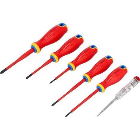 Set di 6 cacciaviti elettrici Stalco, acciaio S2 1000V, modello S-12280 (1/3)