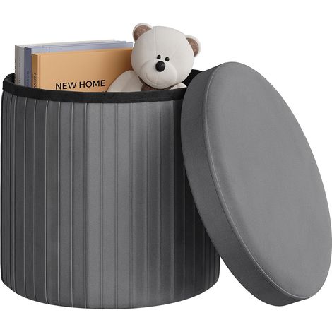 WOLTU 1x POUF CONTENITORE TONDO cilindrico φ38xH36cm puf pouff puff Grigio Scuro