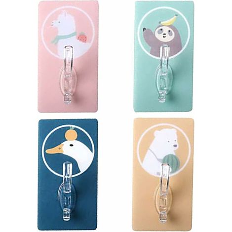 Filiyano-Lot de 4 crochets muraux animaux, crochets autocollants T-Audace pour enfants, crochets pour serviettes, crochets décoratifs autocollants (1/5)