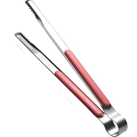 Pinces de cuisine en acier inoxydable, ustensiles de cuisson, pinces à griller, pinces à pâtisserie, pinces à salade avec poignée antidérapante (rose) (1/5)