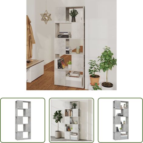 Étagère décorative -  Bibliothèque/Séparateur de pièce Gris béton 60x24x155 cm (1/5)