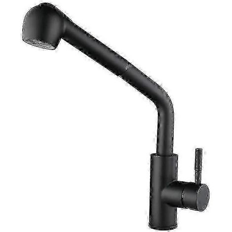 Robinet de cuisine extensible avec douchette extractible, robinet mitigeur monocommande en acier inoxydable noir pour évier, pommeau de douche rétractable avec flexible tressé