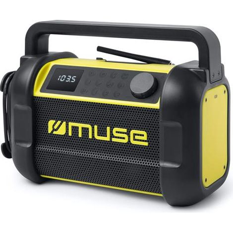 Baustellenradio Bluetooth - 20 W - Weißes Display - FM 30 Speicherplätze - Uhr - Wecker - Muse