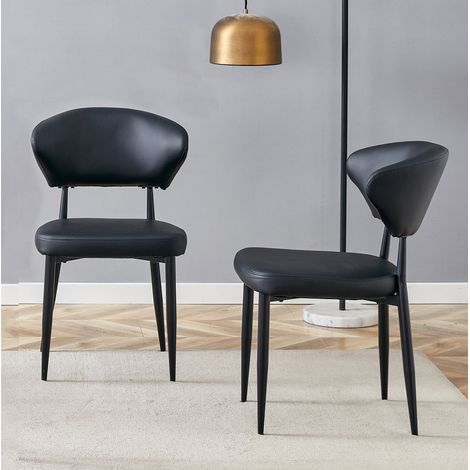 Sedia da sala da pranzo 50x45x80 cm in metallo e PU nero, moderna per soggiorno FloraGrace (1/5)