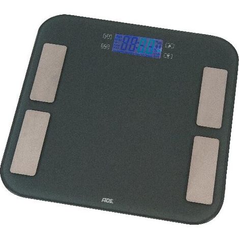 Pèse-personne ADE Malou avec analyse corporelle, jusqu'à 180 kg, 33 x 33 cm, gris
