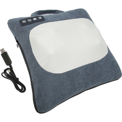 Coussin de massage cervical et lombaire électrique bleu, 3 modes chaleur et vibration, pour épaules et cou. (1/5)