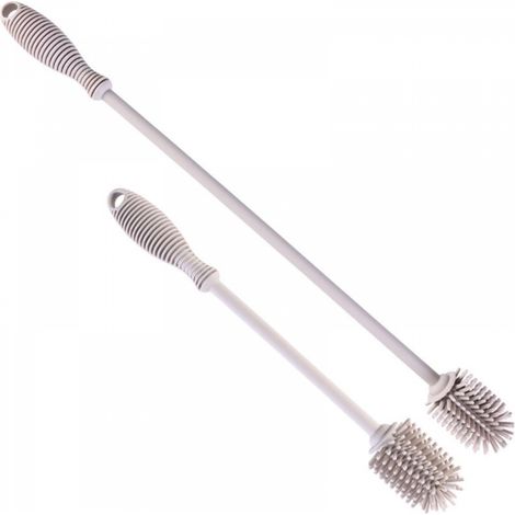 Goupillon Bouteille Silicone Géant Lave Bouteille Ecouvillon Gourde Brosse de Nettoyage Brosse Nettoyage Vaiss Carafe Bottle Brush Thermos (Gris) (1/3)