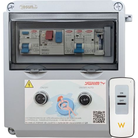 Cuadro eléctrico Piscina 60W 12VDC 1CV Contactor y apto para Clorador