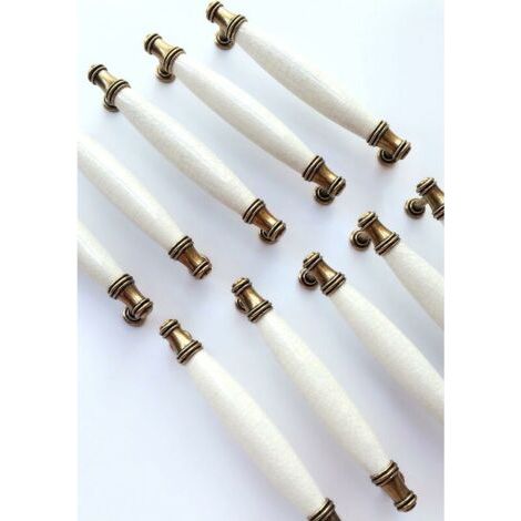 Pair 10 x Möbelgriffe aus Keramik, Rohrgriffe mit Schraublochabstand 128MM (1/4)