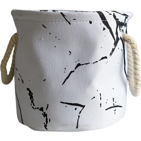 Panier de rangement en coton et lin avec poignée pour plantes et pots de fleurs, idéal pour la maison. (1/5)