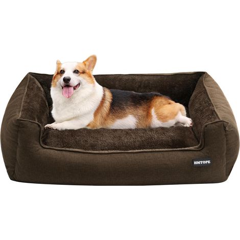 Hundebett Hundesofa Hundekissen abnehmbar L 90 x B 75 x H 25 cm Braun (1/5)