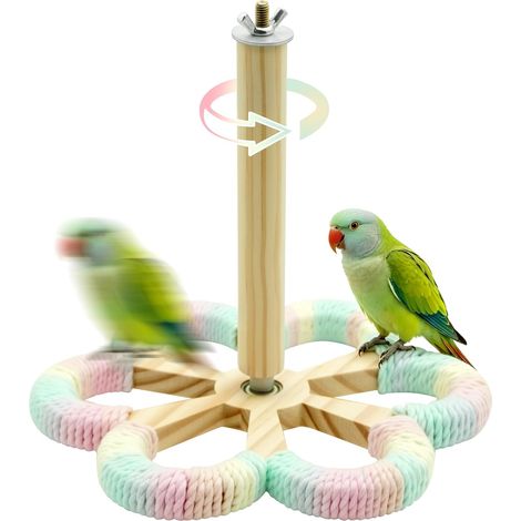 Juguetes y percha para periquitos: soporte giratorio con pelota para masticar, accesorios para jaulas de pájaros pequeños y medianos, periquitos, cacatúas, agapornis, cotorras y periquitos australiano