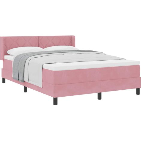 Maison Exclusive - Lit à ressorts avec tête de lit Rose 200 x 160 cm Velours (1/5)