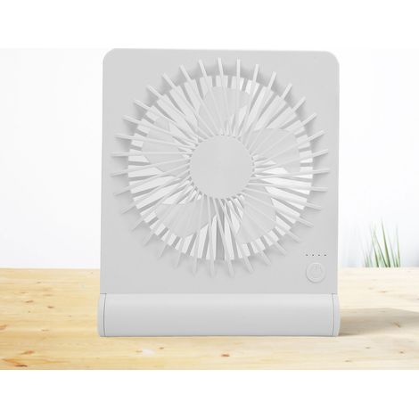 Mini ventilador de mesa portátil y silencioso con puerto USB, 3 velocidades, funciona con pilas, carcasa de plástico ABS blanco, 150 mm (1/5)