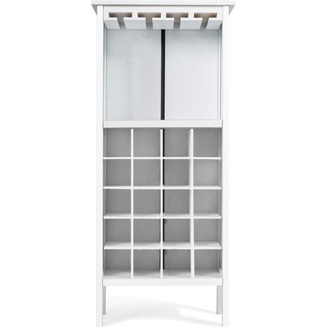 Botellero con estante de flauta 42 x 24,5 x 96 cm moderno multiusos en MDF blanco 200011048