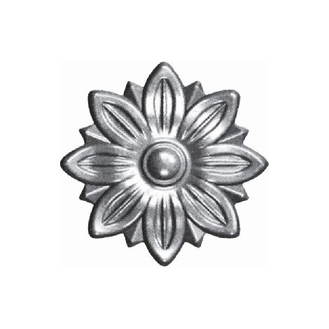 Deco Fer Forge – Rosace en fer forgé avec motif floral – Diamètre 90mm – Épaisseur 10mm – Fixation par soudure – À peindre ou vernir