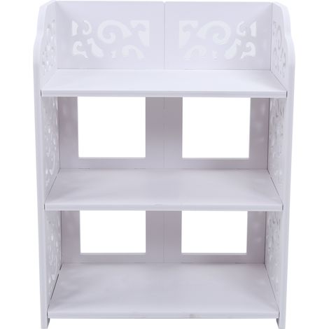 Gorgeri Chaussures Rack, Accueil Sculpté Meuble À Chaussures Meuble À Chaussures Rangement Organisateur Range-Chaussures Support Étagère Affichage CD (Blanc).