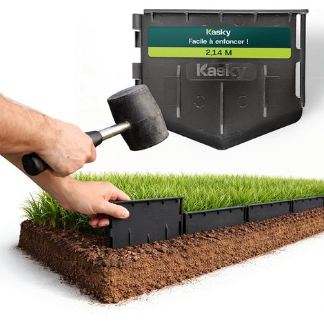 Bordure de Jardin en Plastique Facile à Installer - Un Marteau Suffit, Pas de Tranchées à Creuser - Bordures de Pelouse Flexible et très Résistant pour Aménagement Extérieur - 2,14 mètres (1/5)
