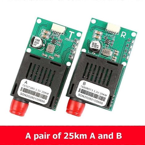 Module émetteur-récepteur optique TTL 25 km, émetteur-récepteur à fibre optique avec interface TX RX FC, équipement terminal optique, AV/VCC/GND. (1/3)