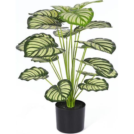 Set di 2 piante di Monstera artificiali in vaso, grandi piante decorative verdi realizzate in plastica inodore, 60x60x70 cm, per uso interno (1/5)