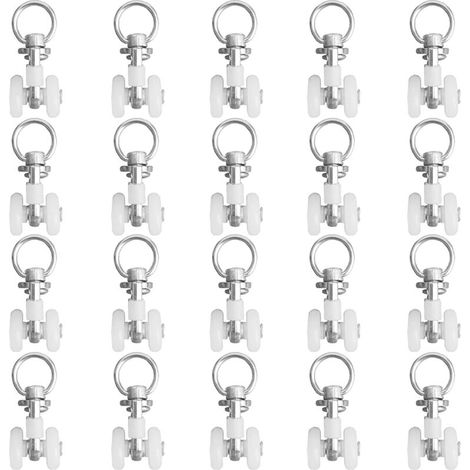 Lntyq 20pcs Rouleaux de Rail de Rideaux,Rouleaux de Rail,Rouleaux de Tringle à Rideaux GlissièRes,Poulie Silencieuse,Rail de Rideaux FenêTre Double Rail Rouleau,pour Rails de Rideau de Windows