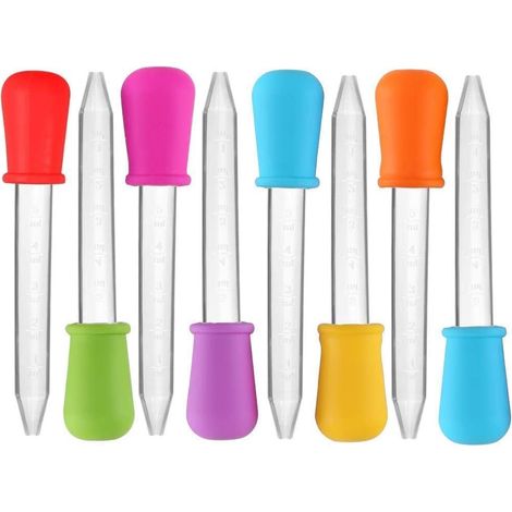 Juego de 8 pipetas de silicona de 5 ml para líquidos y bebidas, transparentes, con punta de bulbo, aptas para niños y moldes para dulces.