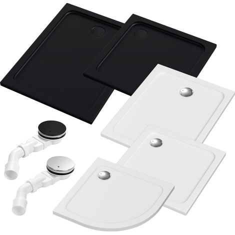 Jiubiaz Piatto doccia 80x80–120x90 cm bianco/nero senza/con gruppo di scarico, piatto doccia piatto (1/5)