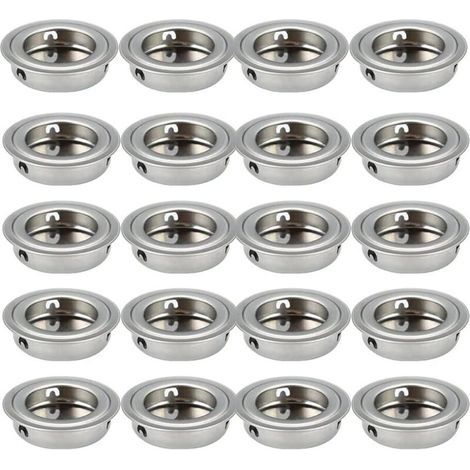 20pcs Poignées Rondes Encastrables pour Porte Coulissante, en Acier Inoxydable, Diamètre 35mm (1/4)