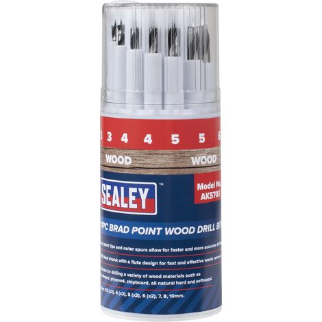 Sealey AK5703 Brad Point Wood Drill Bit Set 11pc