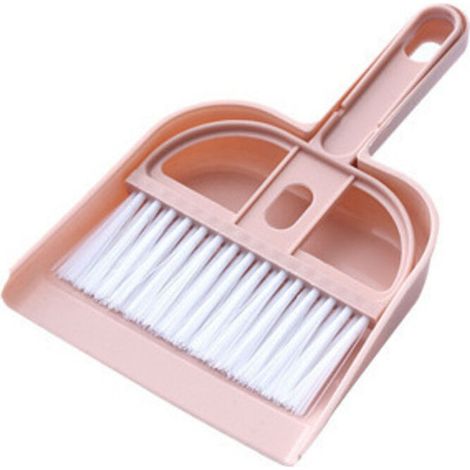 (Rosa) Escoba y recogedor pequeños para el hogar. Mini recogedores con cepillo -Crezuo