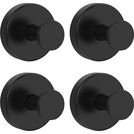 4 Pièces Crochet Ventouse Noir Sans Percage Puissante Acier Inoxydable A2 V2A RéUtilisable Pour Salle De Bain Porte En Verre, Carreaux