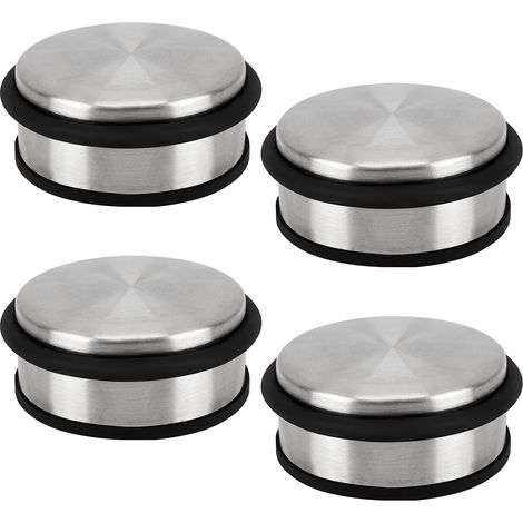4er-Set Türstopper aus Edelstahl, Chrom, 10 cm, rutschfester und langlebiger Türstopper mit schützenden Gummiringen, für Haus-, Schul- und Bürotüren