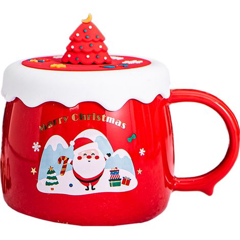 Weihnachtsbecher aus Keramik, hübscher Weihnachtsbecher, Weihnachtsgeschenk für Frauen, Männer, Kinder, für Büro und Privatgebrauch/////